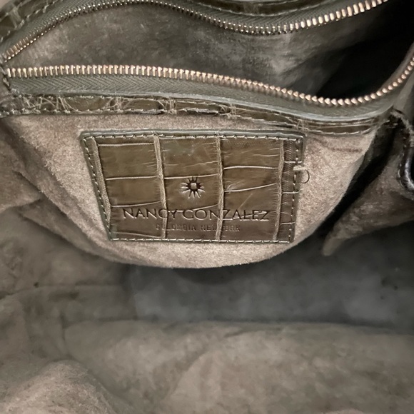 Nancy Gonzalez Caiman Tassel Army Green Bucket Bag - Picture 7 of 14